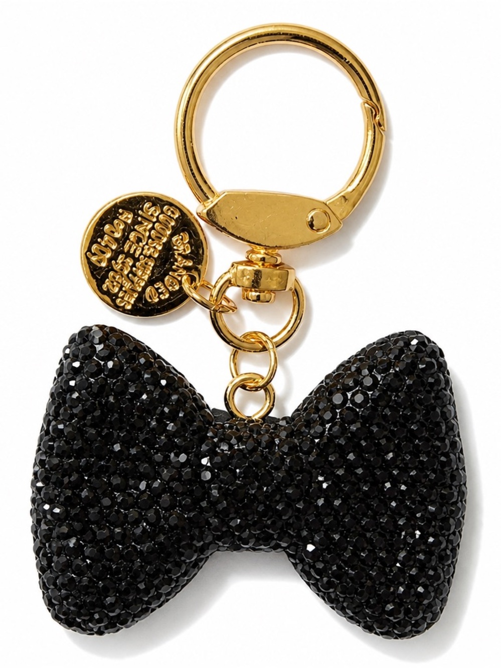 Crystal Black Bow Keychain Bag Charm Rhinestone